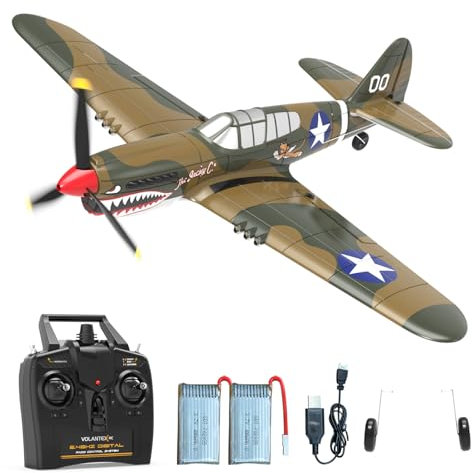 VOLANTEXRC P40 Warhawk RTF: 4-Kanal RC Flugzeug für Anfänger, 2,4 GHz Fernsteuerung mit USB-Ladung, Parkflyer & Leichtflugzeug, Ferngesteuertes Flugzeug – Alternative zu Quadrocoptern