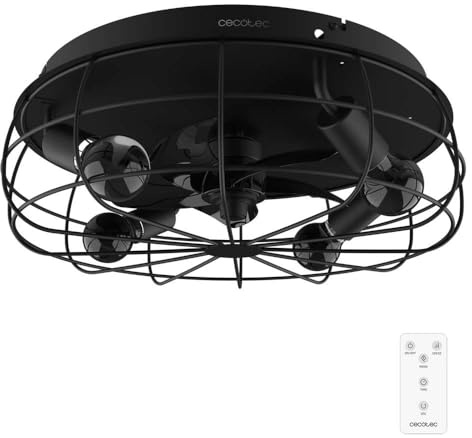 Cecotec Deckenventilator EnergySilence LampAero 600 Iron Design, 20 W | 3 Lichtfarben, Fernbedienung, Timer 30 Min. bis 2 Std., 3 Stufen, 5 Rotorblätter, Sommer-/Winter-Funktion