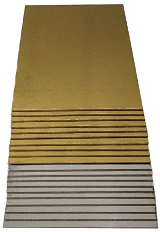 KITCHENDREAM Cake Board Set, Kuchenplatte, Eckig, Gold und Silber, 3 mm dicke Pappe, zum Servieren und Transportieren von Kuchen und Torten, auch für Party-Buffets, 10 Stk. 35x30cm