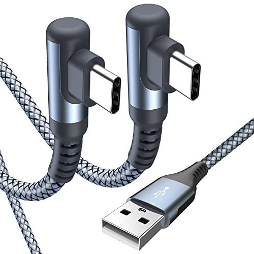 sweguard Cable USB C 90 grados [2 Pack 1.5m] 3,1A Cargador Carga Rápida, Trenzado de Nylon Cable USB Tipo C Cargador para Móvil i Phone 17 16 15 Pro,Galaxy S26/S25/S24/S23/22/21 Huawei Xiaomi Pixel.
