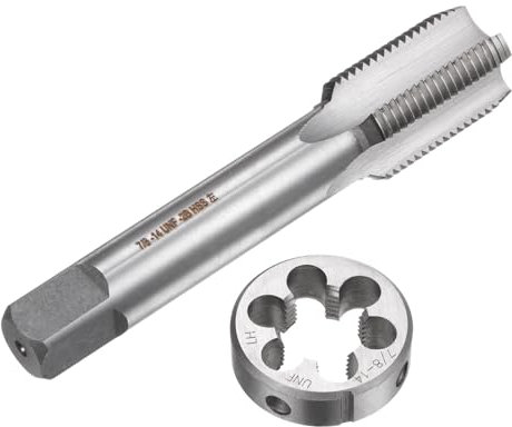 uxcell Gewindeschneider-Set, 7/8-14 UNF, Linksgewindebohrer und runde Schneideisen, Gewindeschneidwerkzeug-Set für Mutter, Schraube, Bolzen, Gewindereparatur, 2-teilig