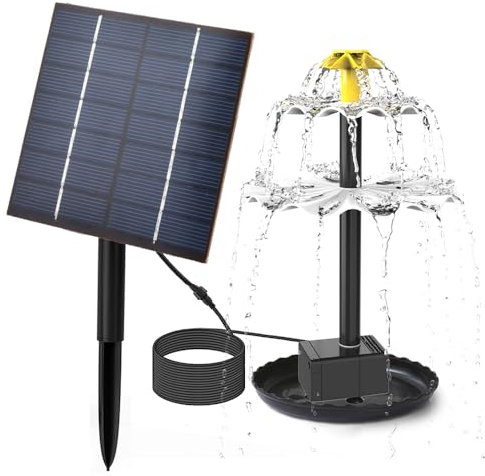 Ailgely Fontana solare da 2,5 W, fontana solare da giardino, pompa per fontana per uccelli con 9 ugelli, pompa per fontana solare per laghetti da giardino, acquario, acquario e esterni