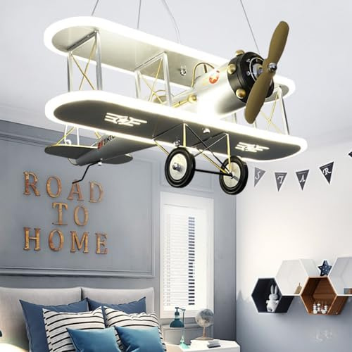 Harpochten Kinderzimmerlampe LED Deckenleuchte Flugzeug Moderne Deckenlampe Dimmen Mit Fernbedienung 3000K-6000K Kinderlampe Jungen Mädchen Kinderzimmer Lampen Wohnzimmer Esszimmer Café Kronleuchter