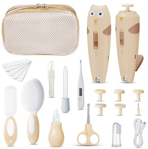 Lictin Set per la Cura del Bambino-26 in 1 ricaricabile Tagliaunghie elettrico sicuro per bambini,tagliaunghie per bambini con illuminazione automatica,Beauty BabyCare portatile,ottima idea regalo