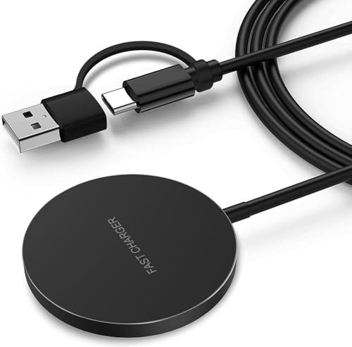 Magnetic Wireless Charger Pad Compatible with Mag Safe Charger/iPhone 17(Air,Pro,Pro Max)/16 15 14 13 12 (Pro/Max/Plus/Mini),Mag Safe Case,AirPod4/3/2/Pro, with Dual Charging Ports Cable