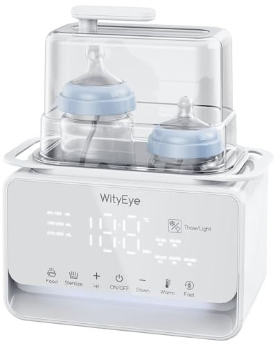 WityEye Calienta Biberones Doble 10-en-1, Esterilizador de Biberones, 500W Calentamiento Rápido en 3 Min, Descongelador, Calentador de Leche Materna/Fórmula para Bebés, Control de Temperatura Preciso