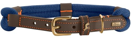 HUNTER Malia Hundehalsband | aus geschmeidigem Tau & robustem Leder, leicht, strapazierfähig, Made in Germany, Farbe: Dunkelblau/Dunkelbraun, Größe: 50