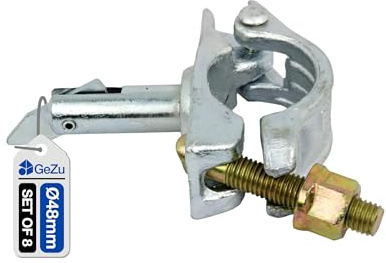 GeZu Impex Accouplement d'échafaudage Ø 48 x 48 mm Lot de 8 | Galvanisé à Chaud serre joint pour tuyau acier construction
