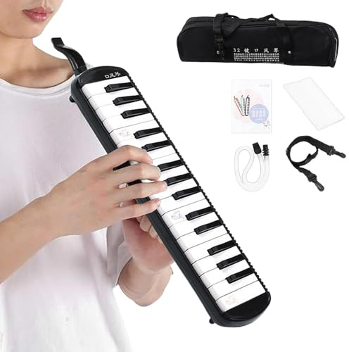 Melodika Musikinstrumente Luftpiano 32-Tasten-Keyboard-Blasmusikinstrument | 2 Mundstücke Tragbare Tragetasche Inklusive, Kinder, Erwachsene, Anfänger, Schüler, Musikliebhaber, Musiker