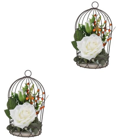 IMIKEYA 2pcs Artificial Birds Cage Adornment for Dining Table Festival Simulated Decor