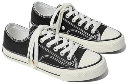SIUSUMFO Adulto Zapatos De Lona Hombre Sneakers Bajo Clásico Zapatillas de Deportivos Running Casuales Zapatos Atléticos 42 EU Negro