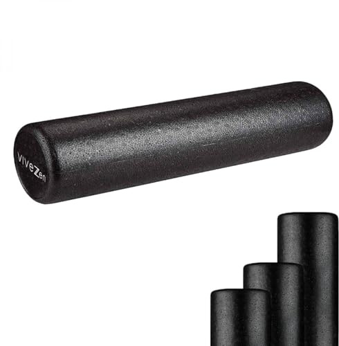 Vivezen – Yoga- und Fitnessrolle aus EPP-Hartschaum mit hoher Dichte – 60 x 15 cm – Schwarz