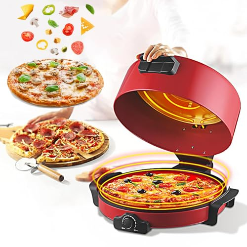 Electric Pizza Oven - Non-Stick 40cm Diameter Pizza Maker with Adjustable Temperature Control, Double-Sided Heating for Pizzas, Nachos, Fajitas, and Omelettes