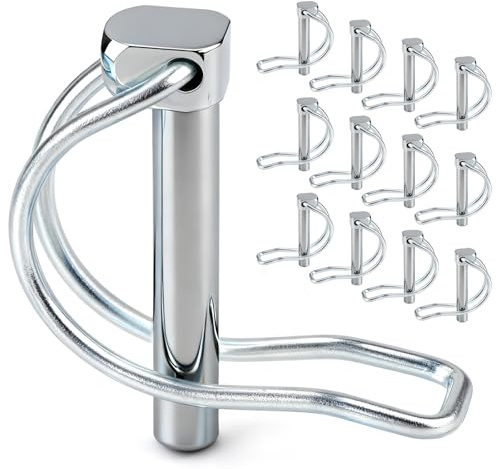 12 Stück Klappsplint D-Form 4,5 x 40 mm Sicherungsstift | Kohlenstoffstahl, mit Rastverschluss Rohrklappstecker, für Mechanik Anhänger Zeltgestänge Fitnessgeräte