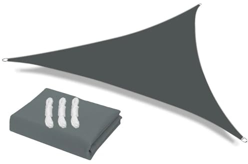 Vela Ombreggiante Tenda da sole triangolare 5x5M/3x3M/2x2M, impermeabile, con protezione UV, for tettoia, patio, cortile, giardino, prato(Deep Grey,5x5x5M)