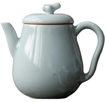 Tetera Ceramica Tetera de porcelana 145 ml con relieve azul cielo, estilo tradicional horno Ru, infusor y colador, ideal for decorar el té