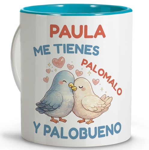 Taza San Valentin Personalizada Apta para Lavavajillas. Tazas Originales para Regalar Hombre y Mujer. Regalos Originales para Parejas. Regalo para San Valentín. Taza Graciosa Cerámica 330ml. PALOMALO