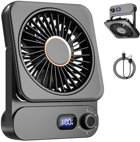 Dealswin Tischventilator Kreuzfahrtschiff-zugelassener Ventilator Sehr Leise Stufenlos 100 Regler mit LED-Anzeige Tragbarer USB 3600mAh Akku Mini Ventilator für Schlafen, Büro, Heim, Reisen