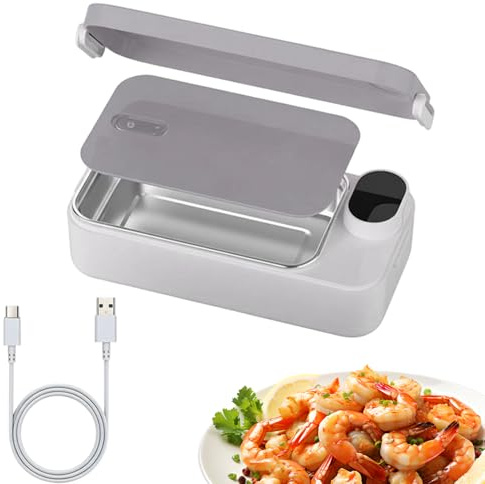 Scaldavivande Elettrico Portatile Acciaio inoxss, 900ml Portapranzo elettrico con contenitore in acciaio inossidabile, Scaldavivande portatile per camion per adulti, auto, ufficio, campeggio e viaggi