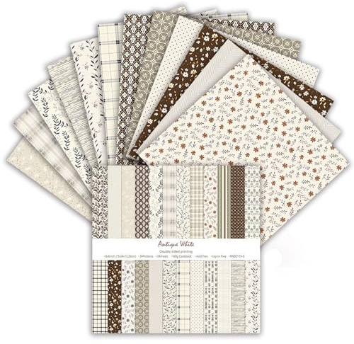 Oriental riverkit Scrapbook Papier 24 Blatt, Bastelpapier Muster, Beige | 15,2 x 15,2 cm, Doppelseitiges Muster Papier, Dekorpapier Set, Papier mit Muster für DIY Fotoalbum und Scrapbook Dekoration