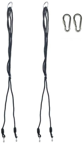 Auratrove Paquete de 2 cuerdas de extensión ajustables de 1,1 a 1,8 m con 2 mosquetones, carga de 150 kg de polietileno, cuerda de repuesto para columpio de jardín al aire libre para patio trasero
