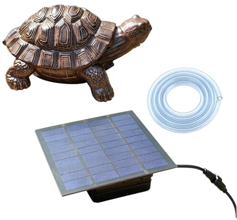 Solar Powered Pond Spout Resin Turtle Shape - Drive for Small Gardens with Water Feature Decoration (Grey, 17.5 x 13.5 x 29.5 cm)