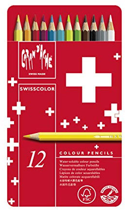 Caran d'ACHE - SWISSCOLOR Aquarelle Buntstifte in Metallbox - 12 Stück