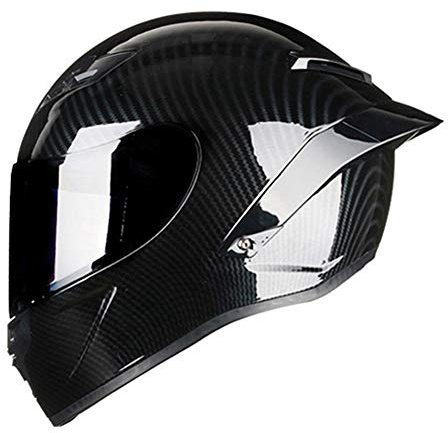 Woljay Integralhelm Helm Motorradhelm Motocross Offroad Moto Street Helme Fahrrad Helme (S, Kohlefaser Glanz)