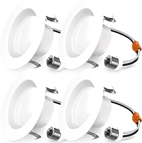 Sunco 4 Inch LED Recessed Lights, Retrofit Can Light for Ceiling, Baffle Trim, 660 LM, 11W (60W Equivalent), 3000K Warm White, Dimmable, Damp Rated ETL 4 Pack.