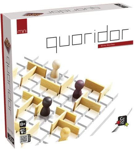 Gigamic, Quoridor Mini, Familienspiel, Holzspiel, 2-4 Spieler, Ab 8+ Jahren, 15 Minuten, Deutsch, Mehrsprachig, Mehrfarbig, Bunt
