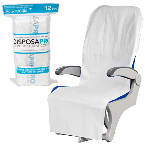 Disposable Airplane and Public Seat Covers (12 pack) - Individually Wrapped Travel Ready Protector Covers seats in Planes, Restaurants, Public Transportation, and More! - Fits Snugly Over ANY Seat
