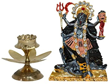 Universal Hub® Kali Ma Indische Statue Metallgott dekorativer Pooja-Artikel Metallstatue Hindu-Göttin Kali Göttin Idol Skulptur Metallfiguren Tempeldekoration Diwali-Geschenke