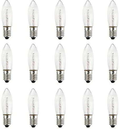 GutReise 15 Stück AC E10 10V-55V LED Ersatzlampen Glühbirnen Topkerze für Lichterkette 0.2W 2700-3000K