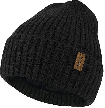 Hombres Invierno Termicos Gorro Beanie de Punto Slouchy Gorras con Forro Polar para Mujer Hombre Clima Frio, Nergo, Talla única