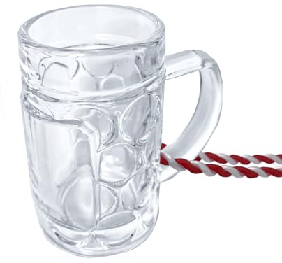 Carlso 12x Mini Bierkrug, Massglaß, Seidel, Oktoberfest, Bayern Schnapsglas 4cl (12x rot/weiss)