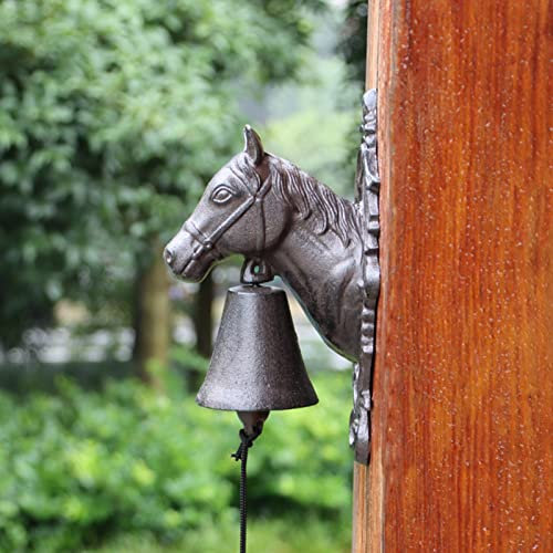 Türglocke Gusseisen Glocke Strapazierfähige Dinner Bell, Schild mit Großem Pferdekopf, Türklingel Aus Gusseisen für Aufhängen An Der Wand für Kirche, Windspiele Im Antiken Stil für Den Außenbereich