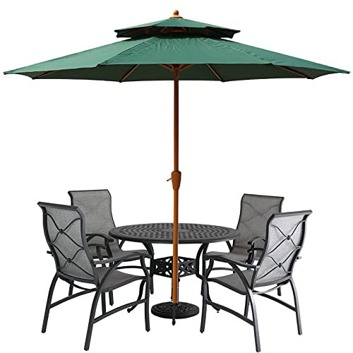 SAGIDAR Terrassenschirm, Wetterfester Gartenschirm, Sonnenschirm Für Strand 2.7mx2.5m, Campingschirm, Rot/Grün/Weiß/Beige, Doppeltes Top-Design, Hochgradig Atmungsaktiv, Ohne Basis