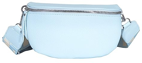 Bauchtasche Damen stylisch Umhängetasche Hüfttasche Bodybag Gürtel Crossbody Bag Schultertasche mit Verstellbaren Gurt 25 (Hellblau, M / 28 x 18 x 9 cm)