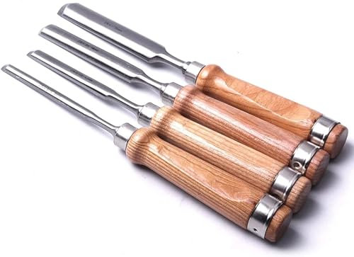 Juego de cinceles for madera de carpintería, gubia más firme for tallar madera de carpintero de acero al carbono, paquete de 4 cinceles circulares for tallar madera, hoja de acero al cromo vanadio, ci