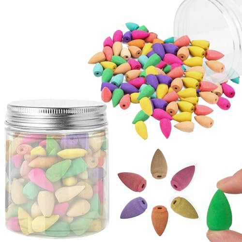 Conos de incienso de reflujo, 100 unidades, aromas naturales hechos a mano, cascada, incienso rosa, té verde, jazmín, lavanda, rosa para reflujo, quemador de incienso, soporte natural