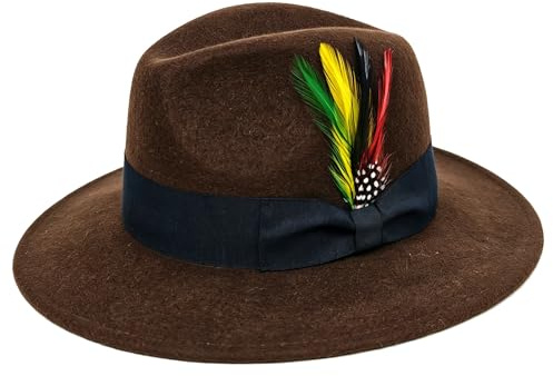 HEYANN Fedora Hut für Herren Damen Wollfilz Herrenhut mit Breiter Krempe Fedora Hut Derby Cap Jazz Gentleman Hut Trilby Caps Panama Hut Jazz Hüte