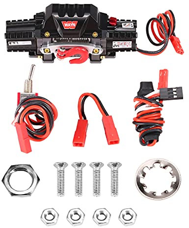 Dual Motors Metal Winch,RC Car Dual Motors Metal Winch RC Car Metal Winch Large Load ty Winch with CH3 Connecting Line and Manual Controller for 1/8 1/10 RC Crawler Car
