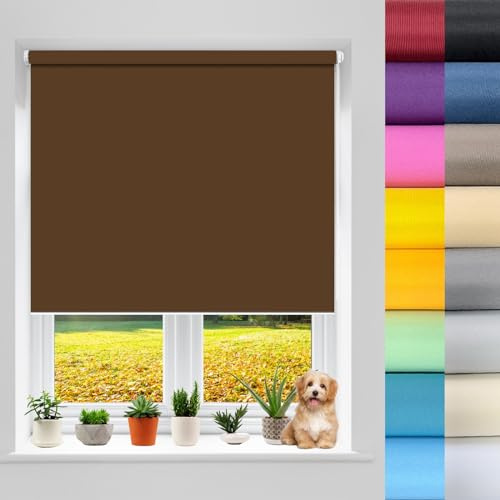 Tenda Doppia a Rullo 40 x 120 cm Tenda a Rullo Termica Oscurante, Avvolgibile Termica Isolante personalizzabile su misura e colore per Camera da Letto, Soggiorno, Marrone