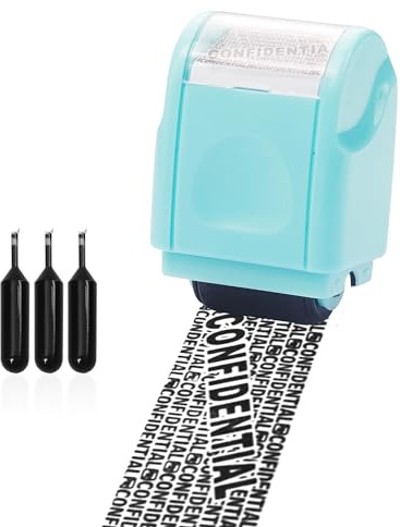 Privacy ID Address Blocker, Identity Theft Protection Roller Stamp, Personal Data Security Data Defender (Green Stamp + 3 Refills Ink)