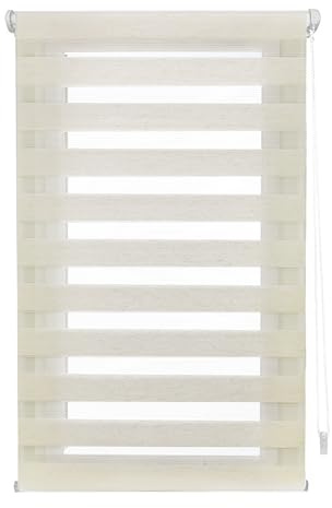 INTERBLIND | Estor Noche y Día EasyFix - Instalación SIN Herramientas - Tamaño 50x130 (Ancho x Alto) - SIN Taladro, Tela 47x125 - Color Crudo