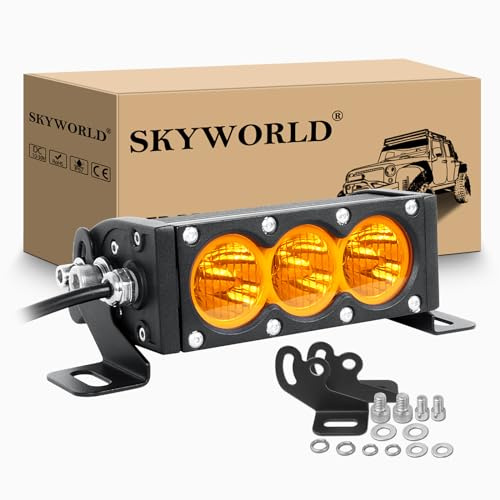 SKYWORLD 6 Zoll 16 cm 30W Slim Led Arbeitsscheinwerfer Flutlicht | 12V 24V Scheinwerfer Zusatzscheinwerfer Wasserdicht für 4x4 Auto Offroad Traktor SUV ATV UTV, 3000K Amber Led Arbeitslicht