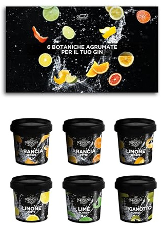 Botaniche Agrumate – 6 Botaniche Agrumate per Gin e Cocktail – Arancia, Lime, Bergamotto, Limone, Pompelmo - Idea Regalo Elegante Per Ogni Occasione