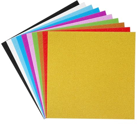 PATIKIL 30,48 x 30,48 cm glitter kartong set, 10 ark 250 gsm glittrande tjockt skimmer inget skjul glitterpapper för klippbok korttillverkning gör-det-själv hantverk projekt festdekorationer,