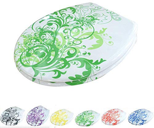 Toilettensitz, blaues und weißes Porzellanmuster, Toilettenbezug, Schnellverschluss-Toilettenbezug, Uf-Toilettendeckel für Badezimmer, Schwarz (grün)
