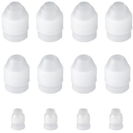 Thyonta 12 Pcs Cream Laminating Nozzles Connector Laminating Bag Converter, Small Medium Large, Reusable Laminating Nozzles for Decorating Cakes, Pastries and Cupcakes